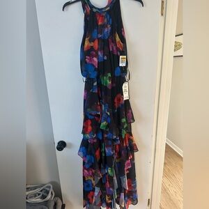 High neck ruffle dress